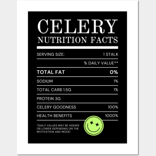 Celery Nutrition Facts Posters and Art